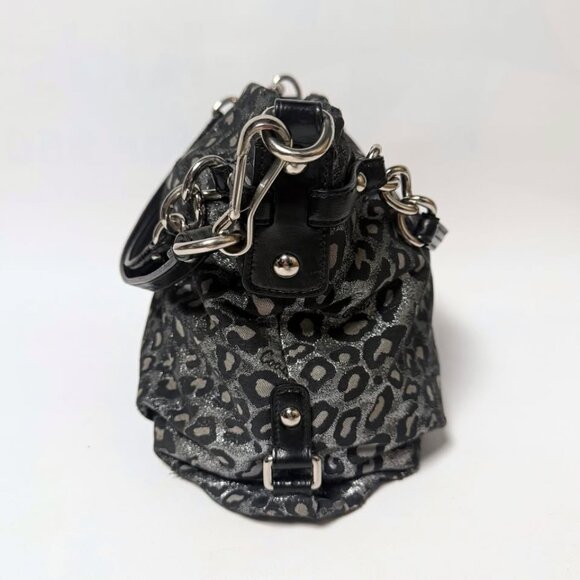 Coach Metallic Silver & Black Ocelot Purse – Designer Shoulder Bag - Picture 7 of 17